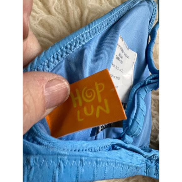 Aerie Hop Lun Blue Bikini Top Size S Built-Up Triangle Swimwear NWT - Picture 5 of 6